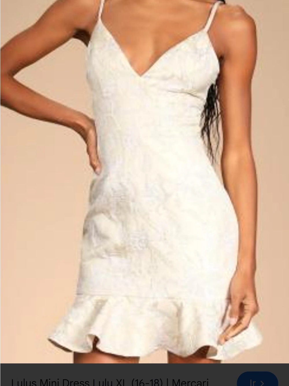 Lulu's Ivory Lace Ruffle Hem Mini Dress